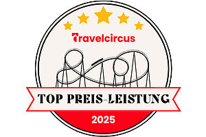 Grafik Logo auszeichung travelcircus 2025 preisleistung